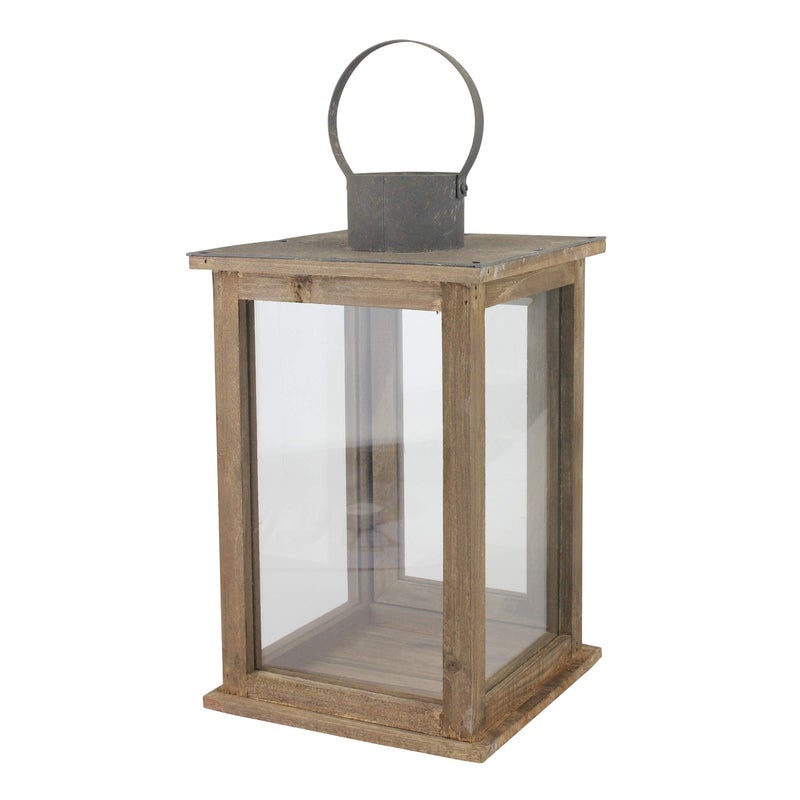 Stonebriar SB-5174B Rustic 12.5" Wooden Candle Lantern, Large, Brown - Image 5
